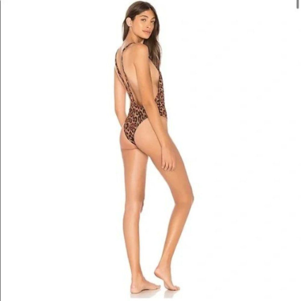 Kendall + Kylie Women Brown Leopard Racerback One Piece Bathing Suit Siz… - Picture 4 of 8